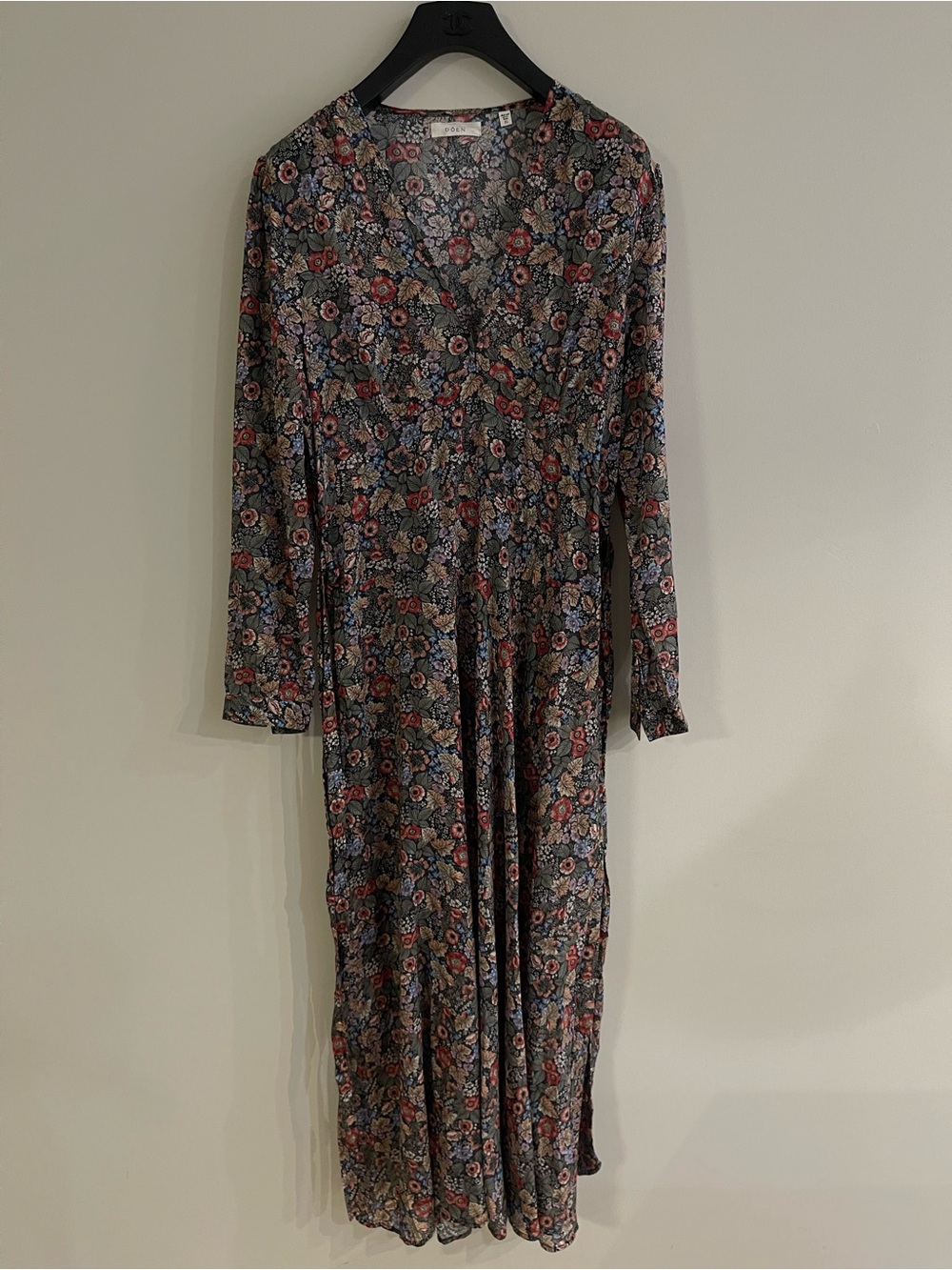 DOEN Charleston Floral Long Sleeve Cotton Maxi Dress Wildberry Thicket Size L - Picture 5 of 16
